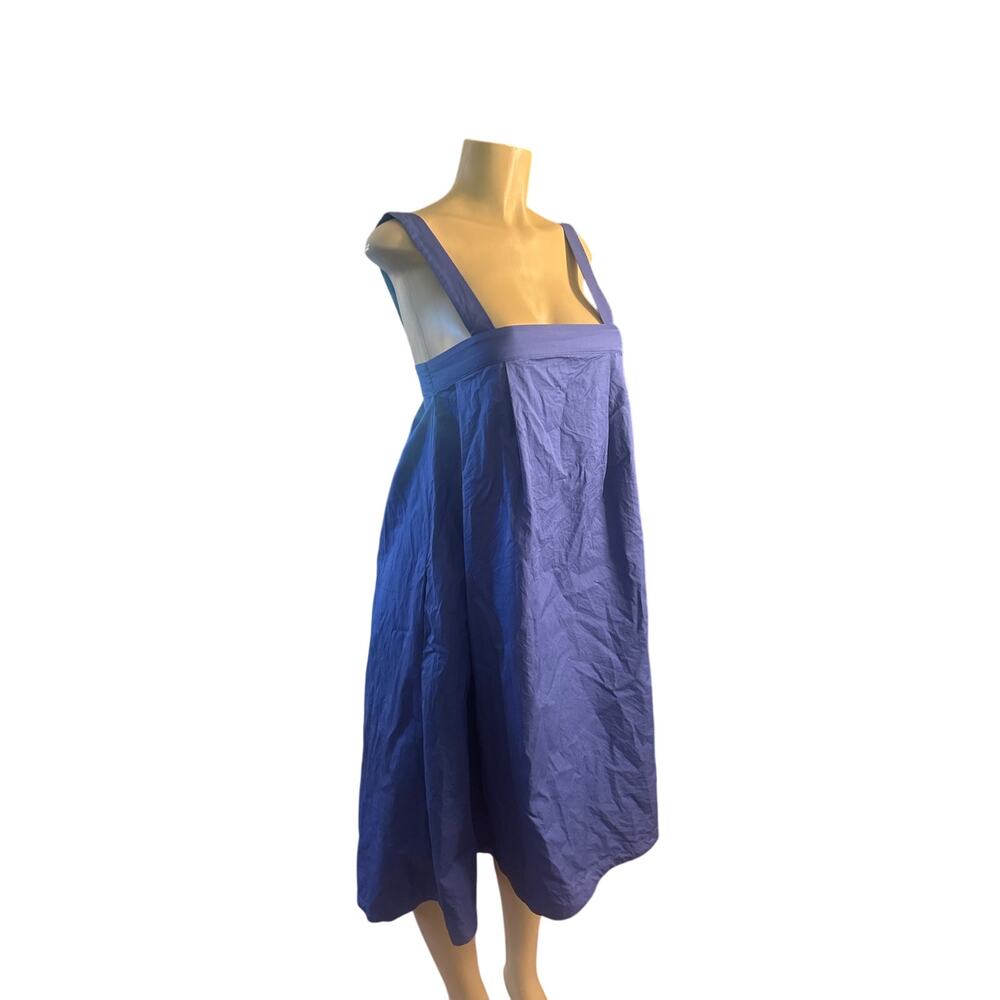 Women US-4 Elk The Label Tablier Cotton Dress Blue Shift Sleeveless Billowy Boho